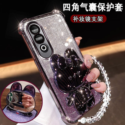 OPPOK12手机壳可爱兔耳镜子支架