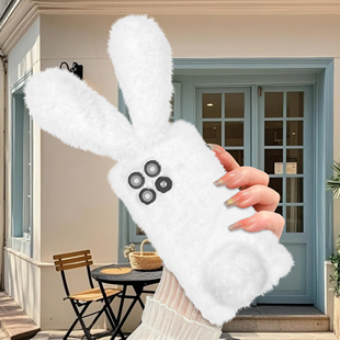 毛绒兔耳朵手机壳苹果17华为mate70尾巴iPhone16promax秋冬OPPO长耳朵vivo兔子14小米15适用pura80毛茸茸周边