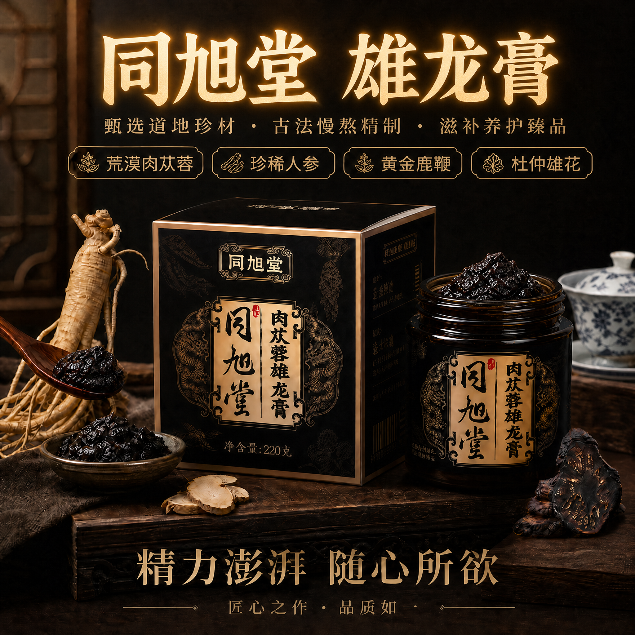 同旭堂雄龙膏肉苁蓉温心肾强益精虚弱补亏举阳高效续航官方旗舰店