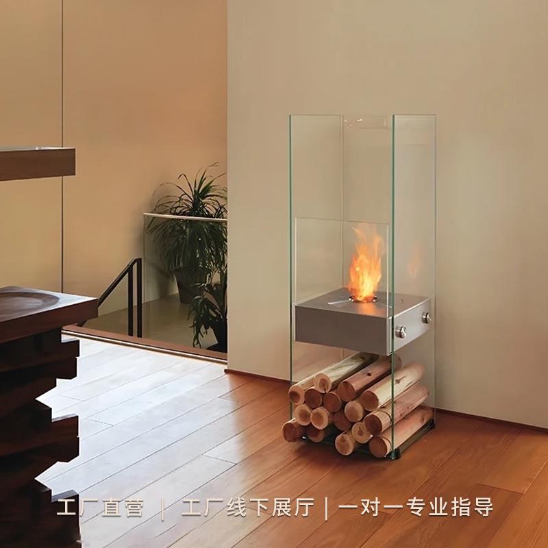 北欧现代酒精壁炉电视墙室内真火焰家用摆件生物乙醇取暖器装饰柜