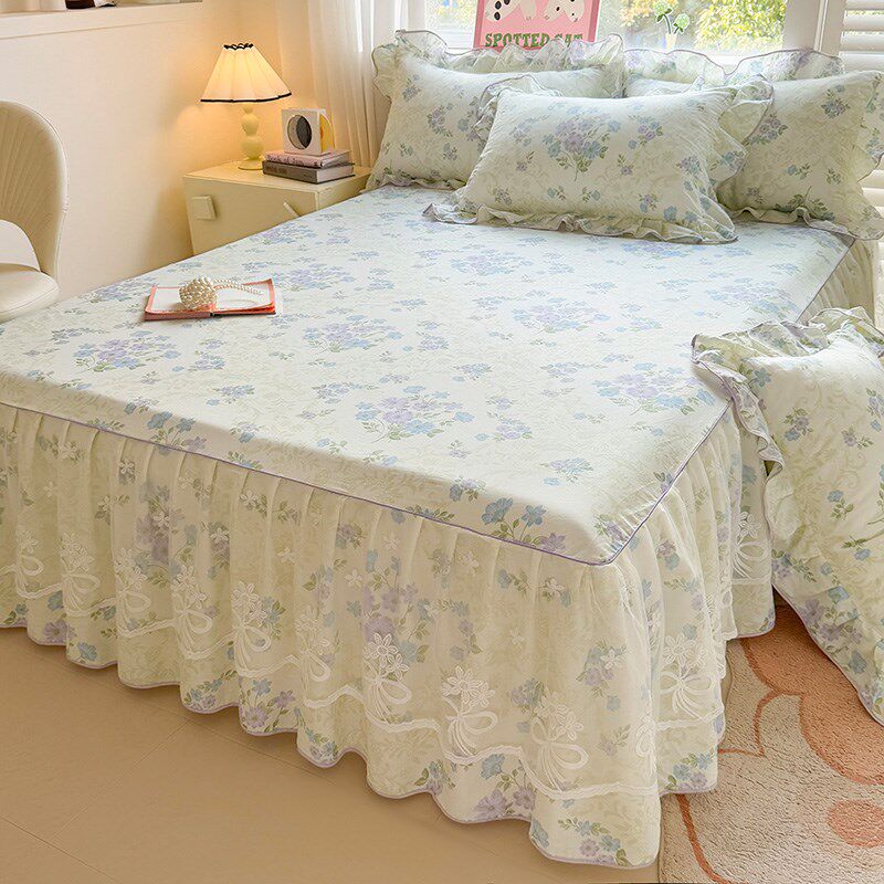 韩版蕾丝公主风全棉床裙单件10z0%纯棉小清新防滑床罩床上四三件,床上用品,床裙,淘宝优惠券,粉丝福利购,淘宝优惠卷