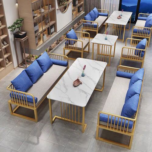 新中式卡座沙发茶楼民宿中餐厅A休闲休息区足浴会所酒店餐桌椅组