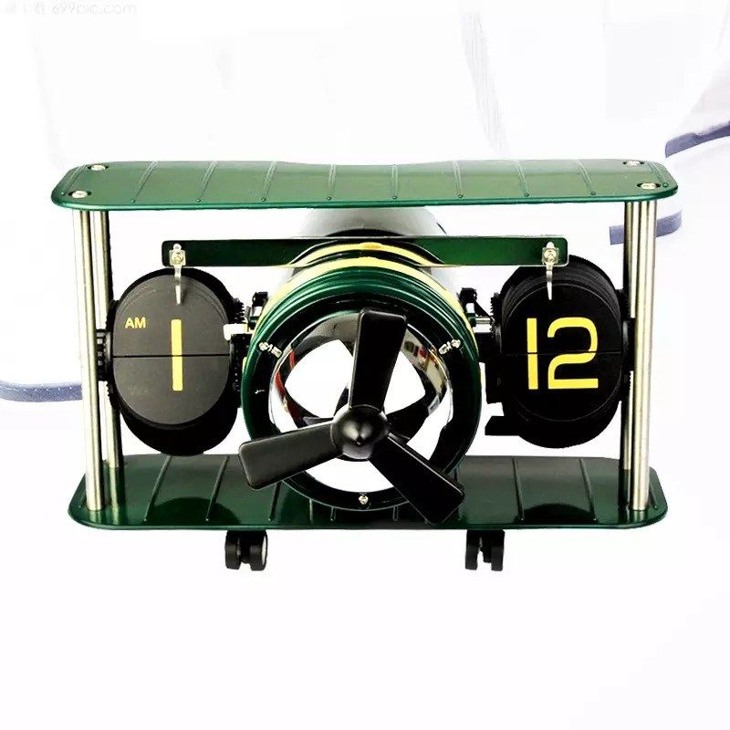 创意飞机翻页钟客厅书房办公室摆件装饰钟表自动翻页桌面座钟,家居饰品,座钟,淘宝优惠券,粉丝福利购,淘宝优惠卷