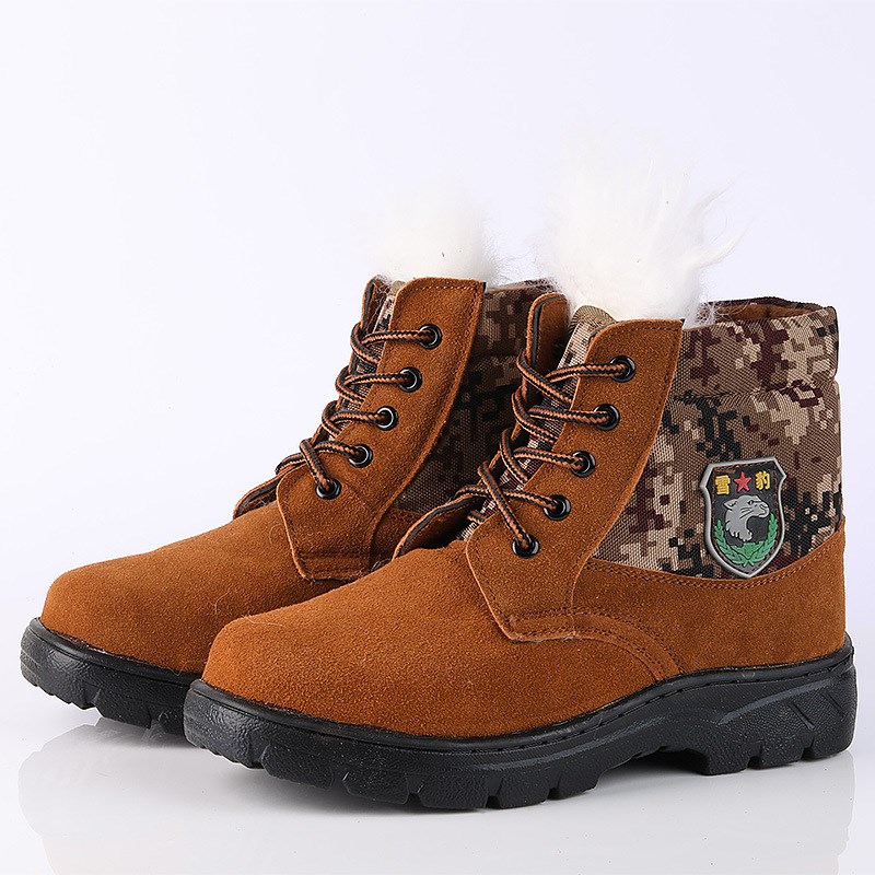 男士保暖鞋钢包头劳保鞋男棉鞋羊毛鞋高帮鞋棉鞋冬季鞋皮鞋防砸鞋