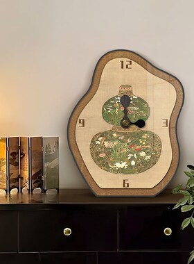 《百福葫芦》中古风时钟桌面摆件工位装饰好N寓意礼物家居客厅好