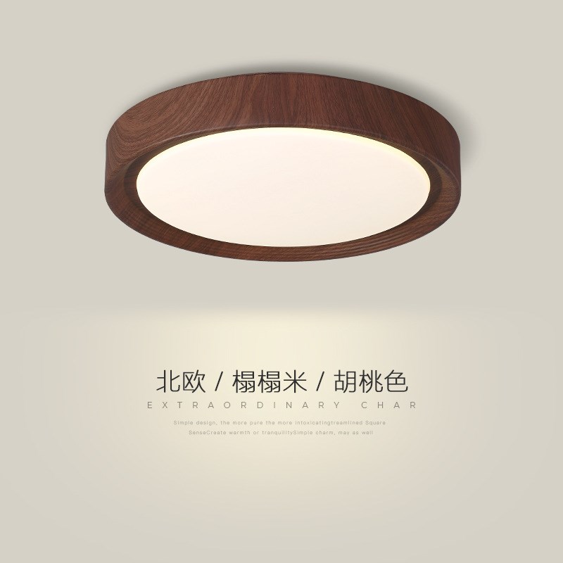 卧室灯极简e圆形走廊过道阳台简约现代创意个性北欧仿木纹书房间