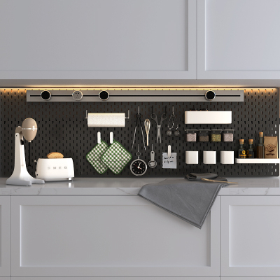 免打孔亚克力洞洞板置物架定制厨房电竞墙面家政柜收纳黑色万能板