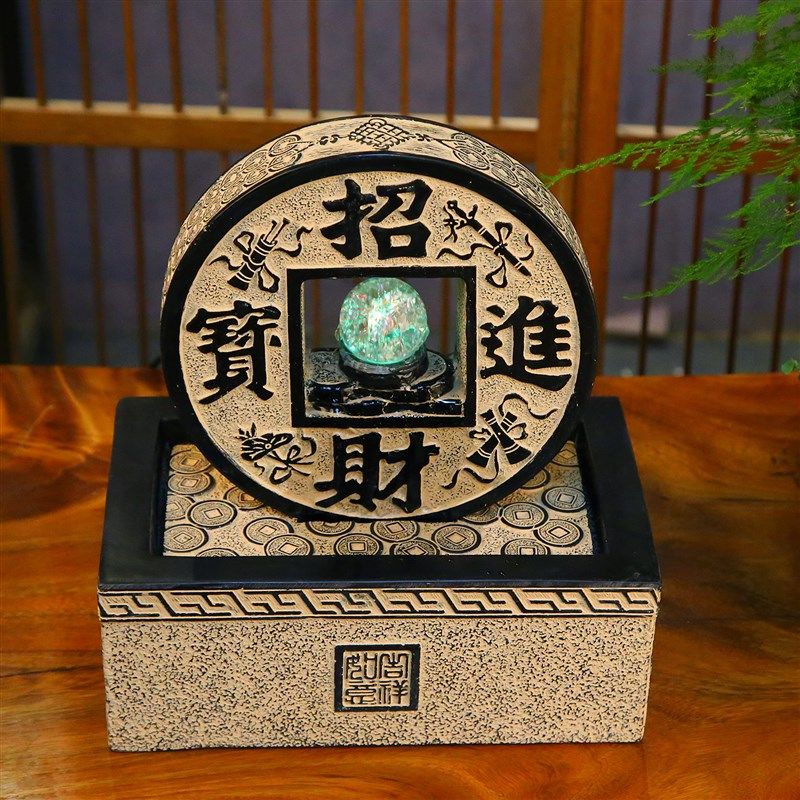 创意流水生财循环水招财办公室桌面装G饰品前台喷泉小摆件开业礼,家居饰品,流水摆件,淘宝优惠券,粉丝福利购,淘宝优惠卷