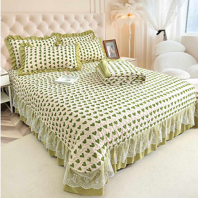 韩式花边床盖四件套夏凉被公主风夹棉床罩空调被可机X洗薄被子床,床上用品,隔脏床品,淘宝优惠券,粉丝福利购,淘宝优惠卷