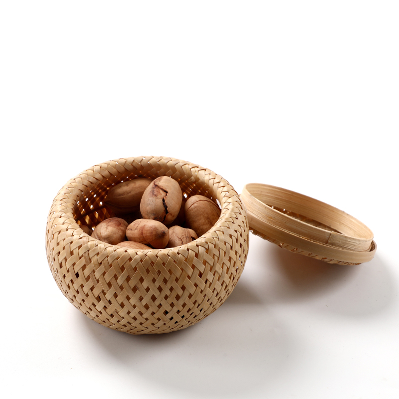 竹编茶叶罐竹制小号茶叶盒茶篓收纳竹箩筐双层竹罐普洱茶盒礼品盒