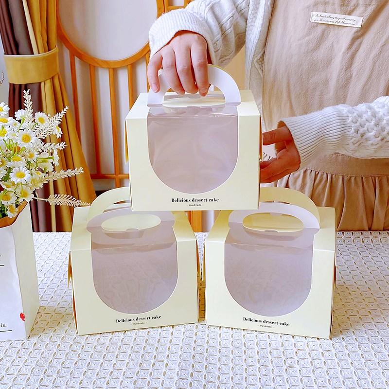 四寸蛋糕包装盒网红3/4/5/6寸手提加高加厚4寸烘焙甜品蛋糕盒