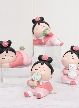 办公桌面摆件用品卡通娃娃可爱高级感小众文创潮玩展萌粒公仔手办