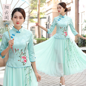 复古民国风旗袍连衣裙上衣 唐装 春夏民族中国风少女装 改良两件套装