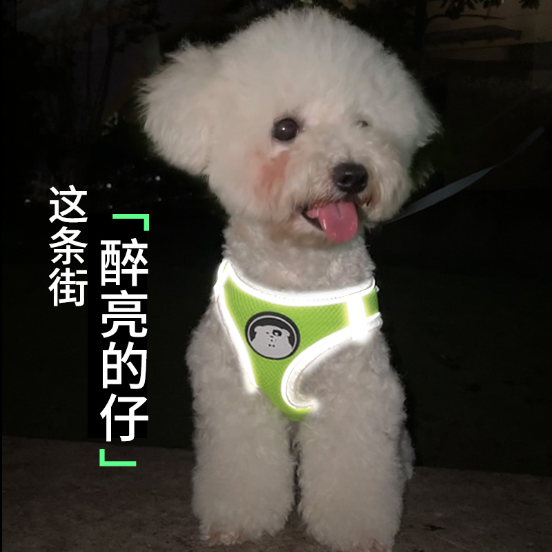 狗狗牵引绳小型犬胸背带背心式泰迪反光遛狗绳狗链子狗绳外出专用