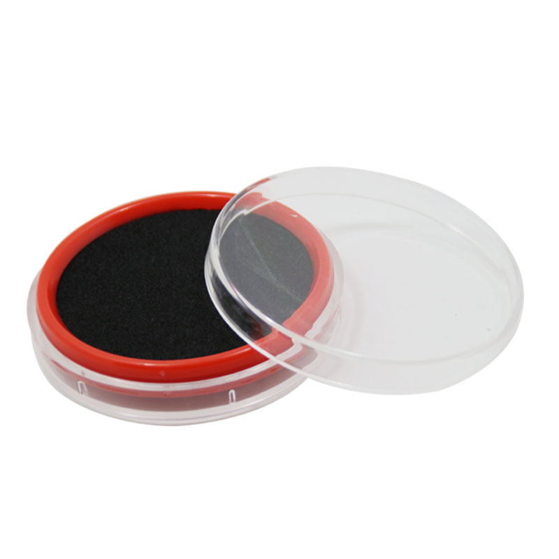 祺星海绵快干印泥印台红蓝黑圆形财务印章专用秒干工艺办公用品文