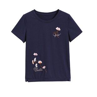 2024新款 小衫 纯棉短袖 时尚 遮肚休闲上衣 t恤女中老年大码 妈妈夏装