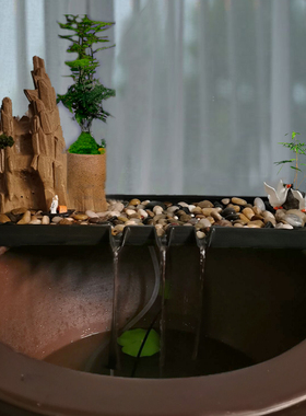 金鱼缸盆景流水摆件过滤循环系统流水器喷泉加湿增氧流水景观配件