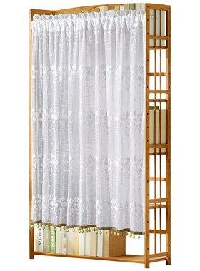 免打孔安装简易书柜防尘遮挡帘布魔术贴书架置物架帘壁柜橱柜纱帘