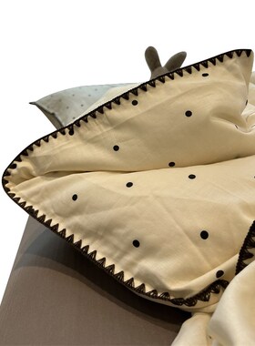 A类母婴黑色波点双层纱纯棉四件套1.5m1.8少女心全棉床单被套宿舍