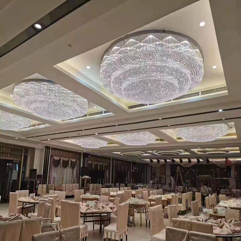 酒店大厅堂圆形水晶吊灯别墅客厅过道会所非标工程水晶灯具定制做