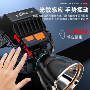 头灯感应a可充电P90二代超亮远射钓鱼夜钓防水灯矿灯氙气手电筒