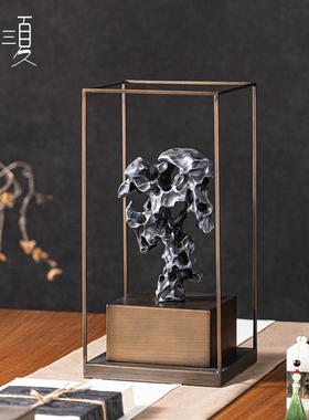 新中式太湖石摆件禅意侘寂风样板间软装摆台茶室茶桌博古架装饰品