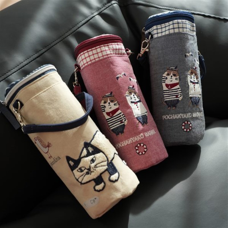 日系 水壶杯套 l户外水杯包 可爱防水 通用水杯袋保温包 两用