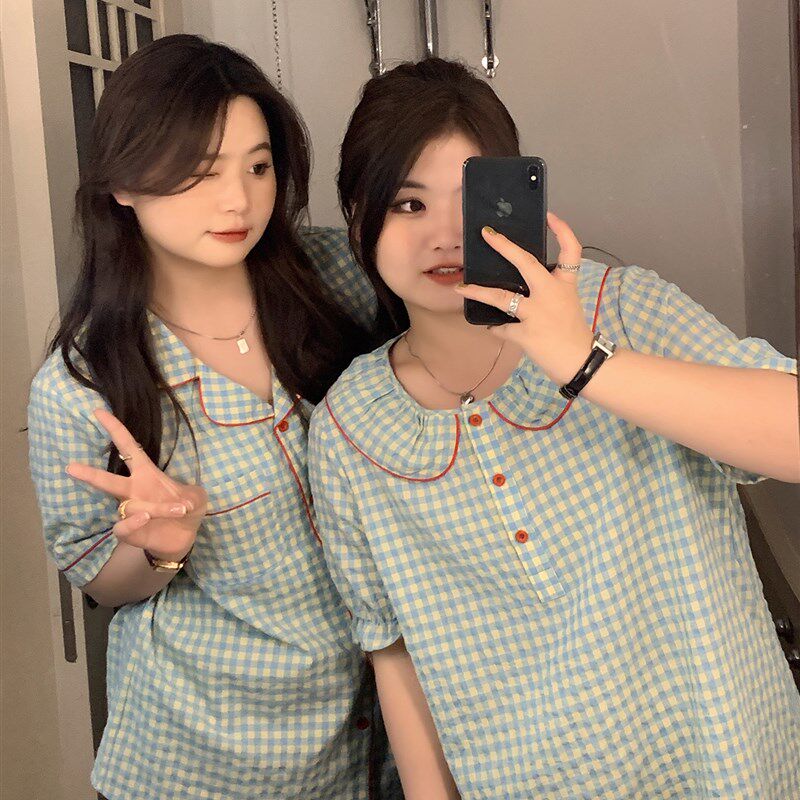 2023新款大码公主风睡裙t可爱少女胖妹妹mm夏季短袖睡衣套装200斤