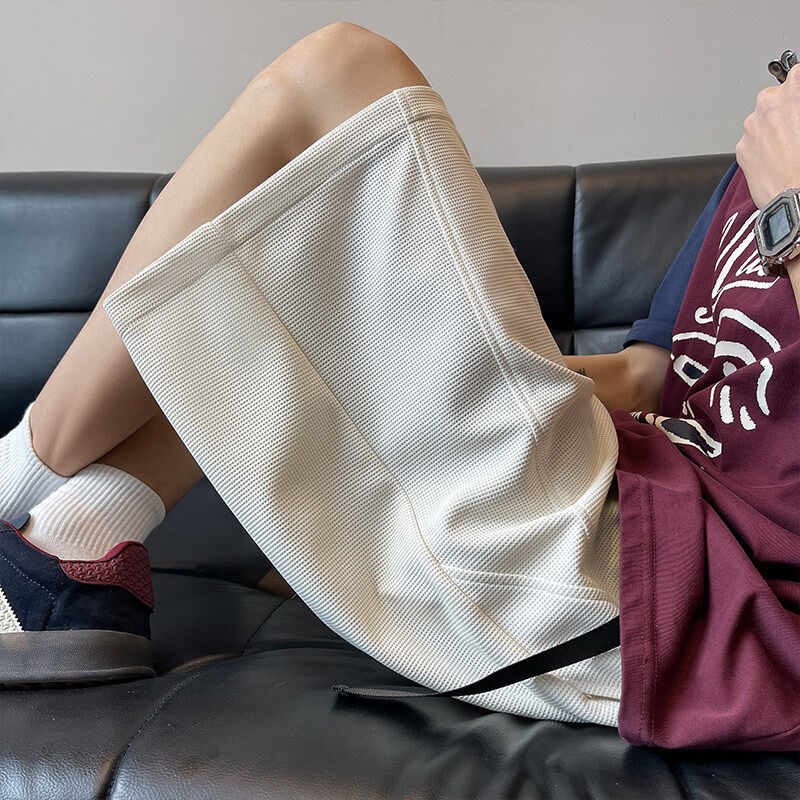 运动短裤男设计感拼接解构裤子夏季青少年休闲五分裤直筒宽松中裤