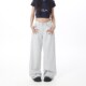 2025新款 高级L感灰白显瘦卷边两穿神 皮标阔腿裤 低腰牛仔裤 女工装