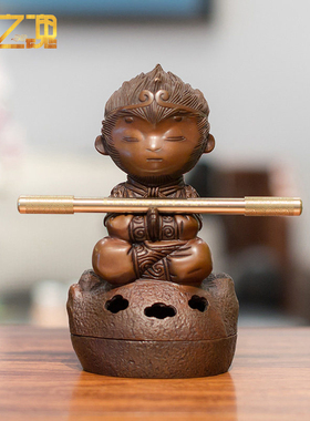 必胜孙悟空齐天大圣摆件铜猴子斗战胜佛客厅办公室紫铜桌面工艺品