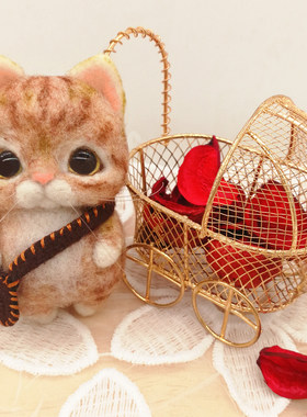 打发时间手工品 猫咪羊毛毡搓戳戳乐 英短材料包diy 制作公仔玩偶