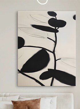 侘寂风入户玄关装饰画中式简约客厅沙发背景墙挂画抽象黑白卧室画
