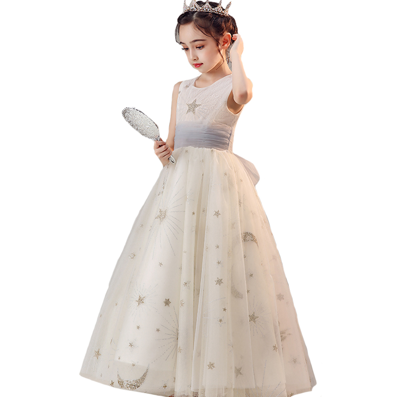 儿童生日宴会小女孩婚礼伴娘婚纱公主裙女童主持人钢琴演出晚礼服