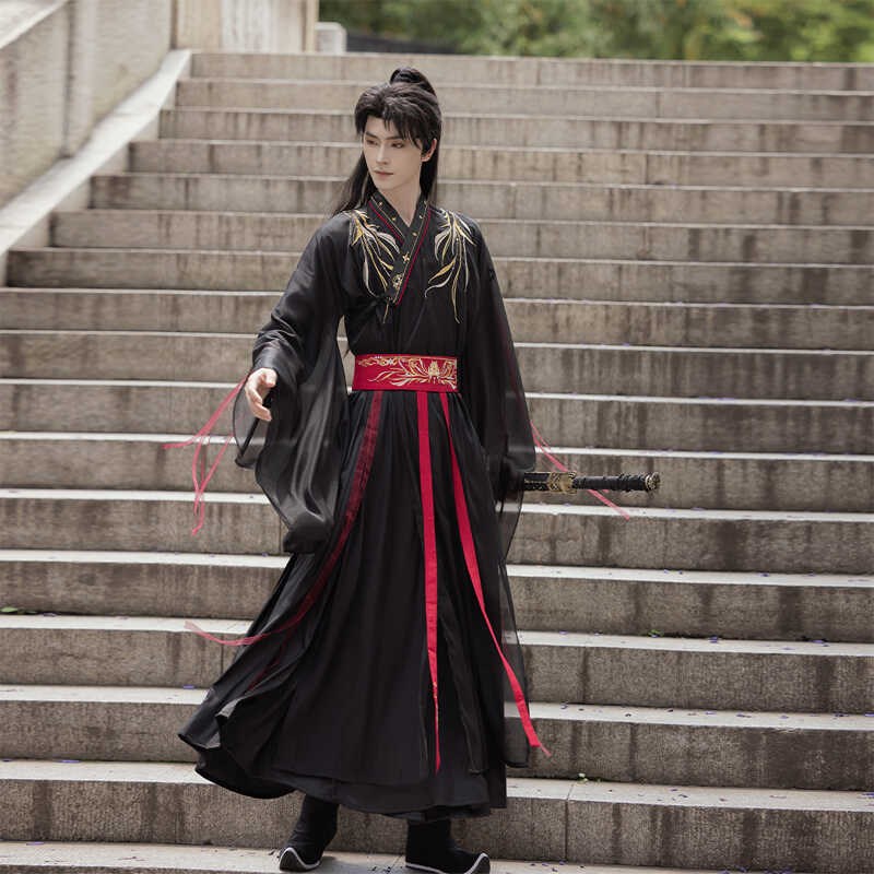 檀逸【逍遥】古装男汉服改良仙侠气古风黑白双色汉元素春夏四季