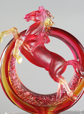 圆梦琉璃马摆件居家客厅玄关桌面摆放装饰亲朋好友送礼高档礼品