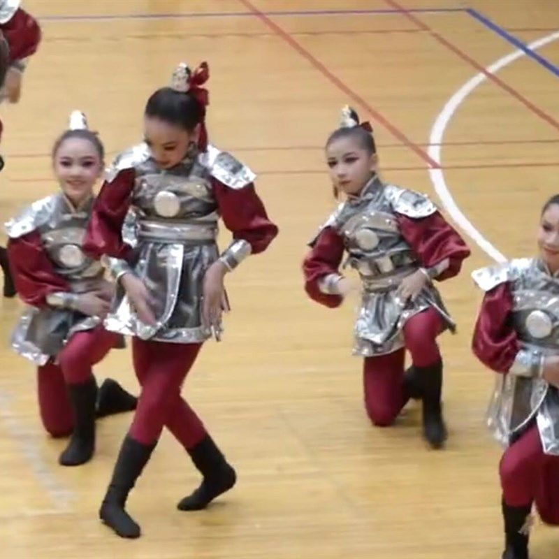 儿童古代士兵演出服古装盔甲男女童戏曲表群舞《花木兰》元帅服装