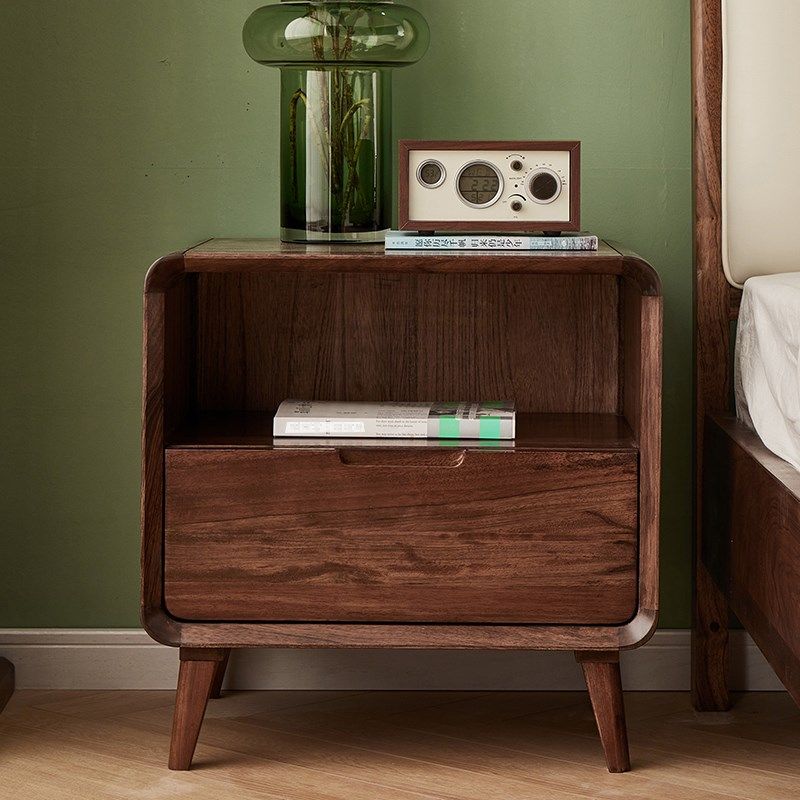 简约北欧黑胡桃木床头柜全实木床边柜卧室家具抽屉收纳储物柜,住宅家具,床头柜,淘宝优惠券,粉丝福利购,淘宝优惠卷