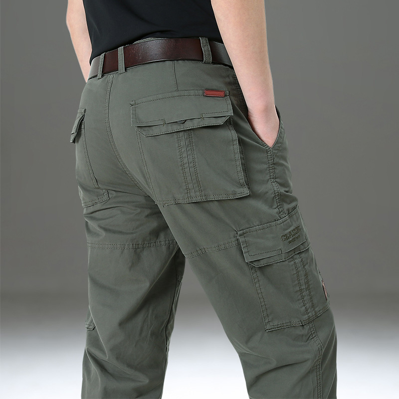 裤子男夏季薄款直筒多口袋休闲裤男装长裤子宽松大码纯棉工装裤男