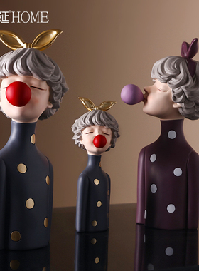 北欧轻奢风泡泡女孩摆件家居饰品客厅样板房装饰品结婚礼物送新人