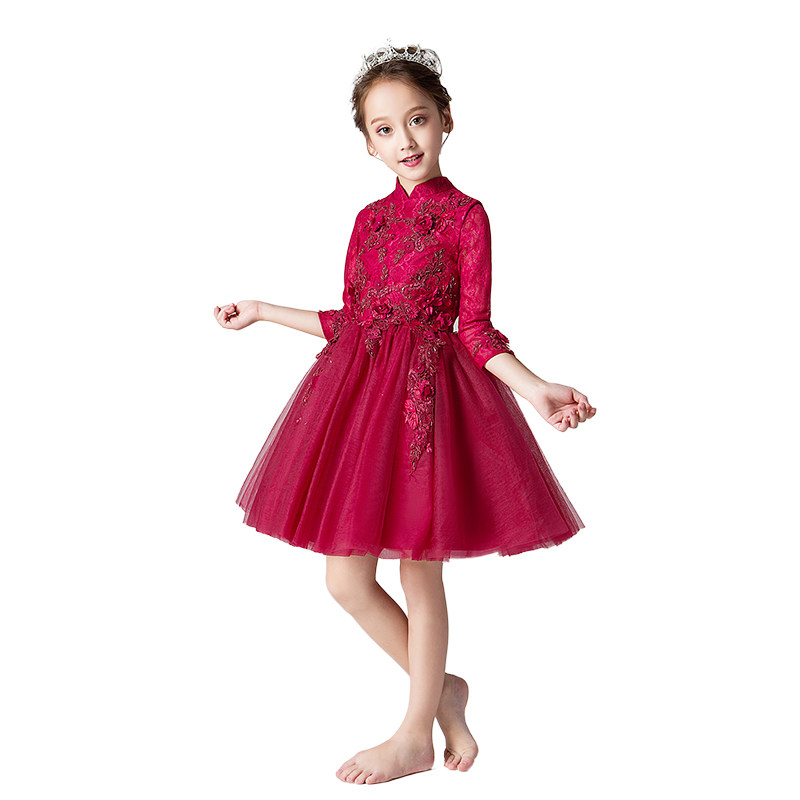 公主裙女童生日红色长袖小女孩花童婚纱主持人儿童钢琴演出服秋冬,童装/婴儿装/亲子装,儿童礼服,淘宝优惠券,粉丝福利购,淘宝优惠卷