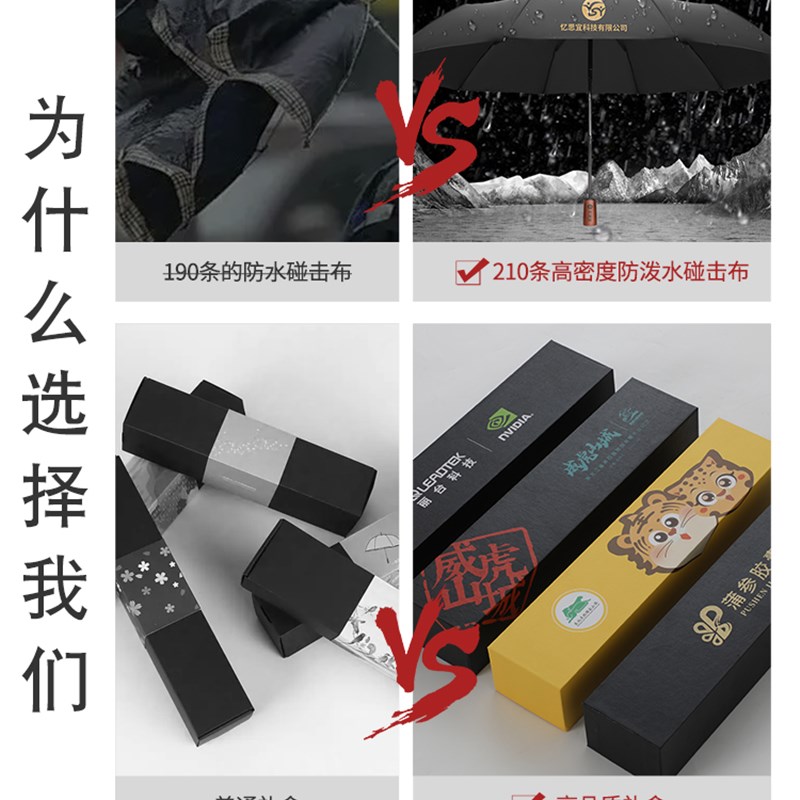 木柄雨伞定制商务广告折叠伞皮套礼品盒装可印刷logo刻字图案订制