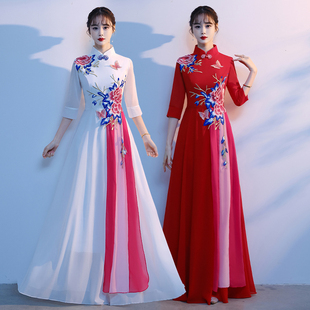 大合唱服演出服女长裙新款成人合唱团舞台服装表演服朗诵礼服裙