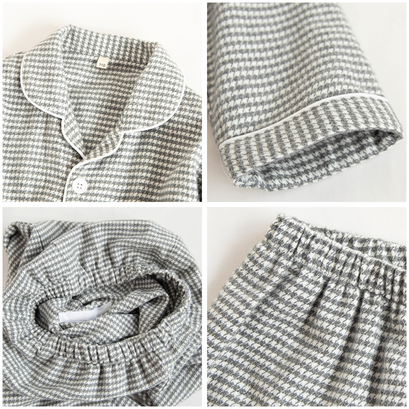 春秋冬全棉磨毛绒布儿童男童纯棉睡衣长袖套装宽松宝宝家居服亲子