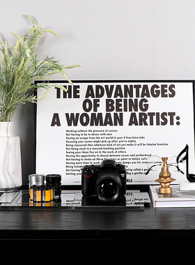 样板房间书房书桌装饰品软装摄影师主题相机模型胶卷花艺挂画摆件