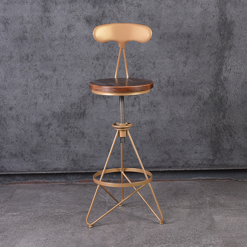 欧式家用高脚靠背吧凳美式简约餐椅旋转升降吧台椅酒吧椅铁艺椅子