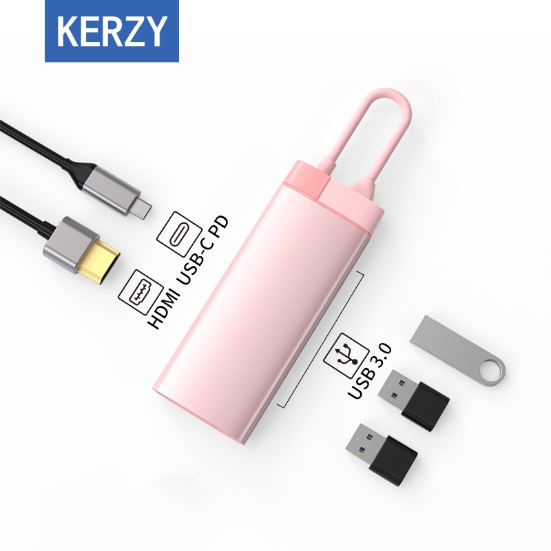 可芝（KERZY）多功能扩展坞 USB3.0分线器USB拓展坞Type-C充电器分线转换器4K投屏Type-C转USB3.0*3+HDMI+PD