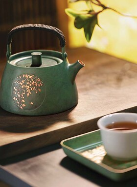 朱炳仁铜 紫藤泡茶烧水壶养身小茶壶便携单壶一隅春色之和雅套装
