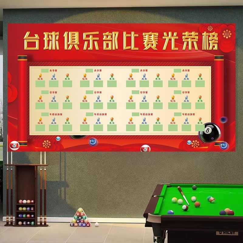 台球厅比赛排行榜春季夏季年度光荣榜台球厅比赛光荣榜海报贴画