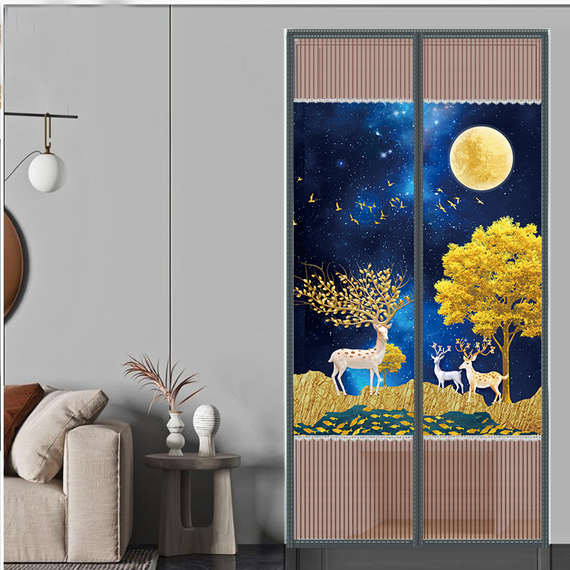 金刚纱免打孔防蚊门帘隔断窗卧室家用帘子遮挡布中分磁吸夏季蚊帐